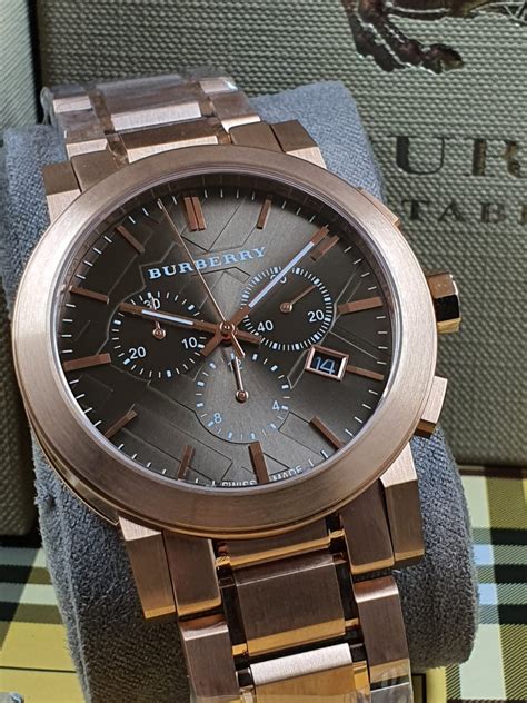 Burberry Taupe Chronograph Dial Rose Gold Plated 